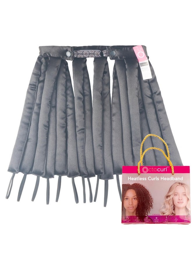 Octocurl - Hair Curler For Heatless Curls (Satin) Hair Rollers For Medium Length Hair With Curling Headband Soft Sleep Curlers Overnight Curls (Medium Length It’S Pitch Black) - Image 1