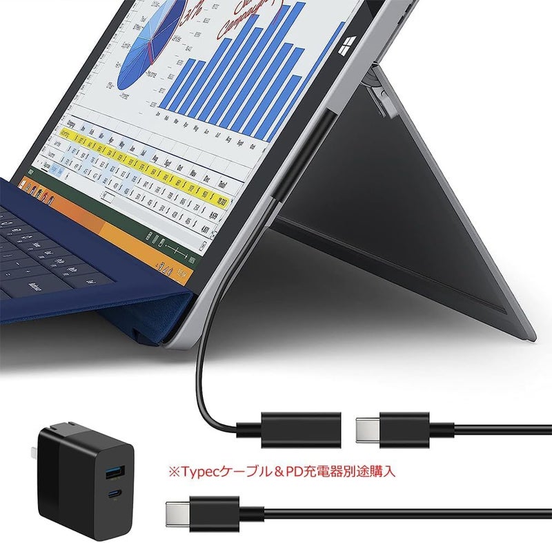 VNJ ACCESSORIES Surface Connect to USB-C Charging Cable PD 15V/3A Compatible for Microsoft Surface Pro 3/4/5/6/7, Surface Laptop 3/2/1,Surface Go, Surface Book1/2/3 0.2M PVC - Image 2