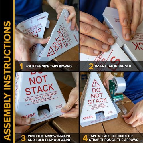 Merhoff Larkin 60-Pack Do Not Stack Pallet Cones for Shipping Pallets | Trilingual, Water-Resistant & Glare-Resistant Cardboard | 10x8x8 in. Cone | Warehouse, Product, Box & Carton Protection | Industrial Use - Image 5