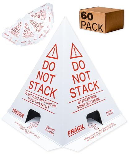 Merhoff Larkin 60-Pack Do Not Stack Pallet Cones for Shipping Pallets | Trilingual, Water-Resistant & Glare-Resistant Cardboard | 10x8x8 in. Cone | Warehouse, Product, Box & Carton Protection | Industrial Use - Image 1