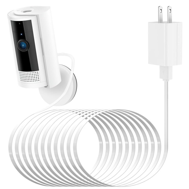 ALERTCAM Power Adapter for Ring/Indoor Cam (2nd Gen) and Ring/Indoor Cam(1st Gen), with 25Ft/7.5m Flat Charging Cable Continuously Charge Your Camera (NOT Compatible with Stick Up Cam) - Image 1