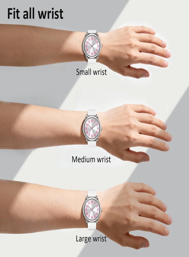 Bisley 36MM White Watch for Women Silicone Strap Pink Arabic Number Easy to Read Watch - Image 4