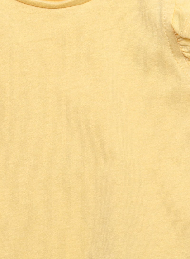 Teen Girls Cap Sleeve T-Shirt with Frill Shoulders