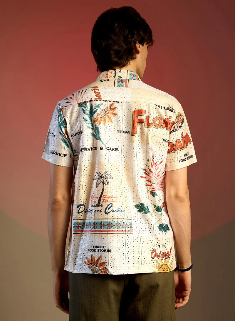 Campus Sutra Men's Multicolour Retro Graphic Shirt