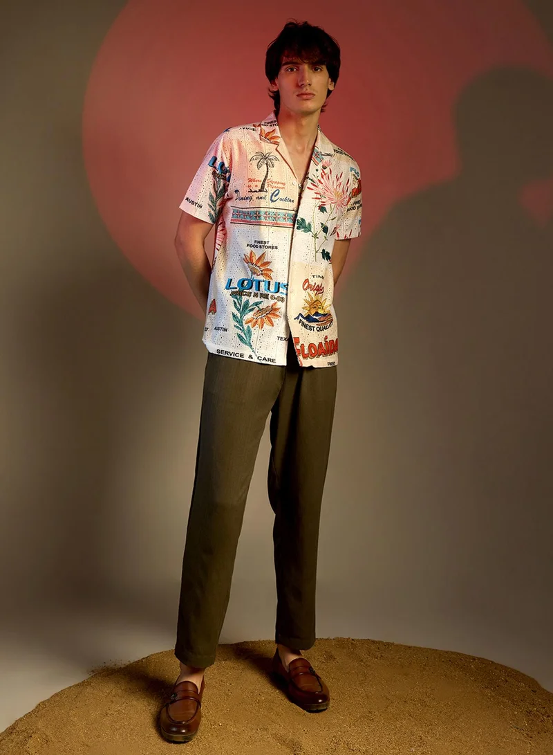 Campus Sutra Men's Multicolour Retro Graphic Shirt