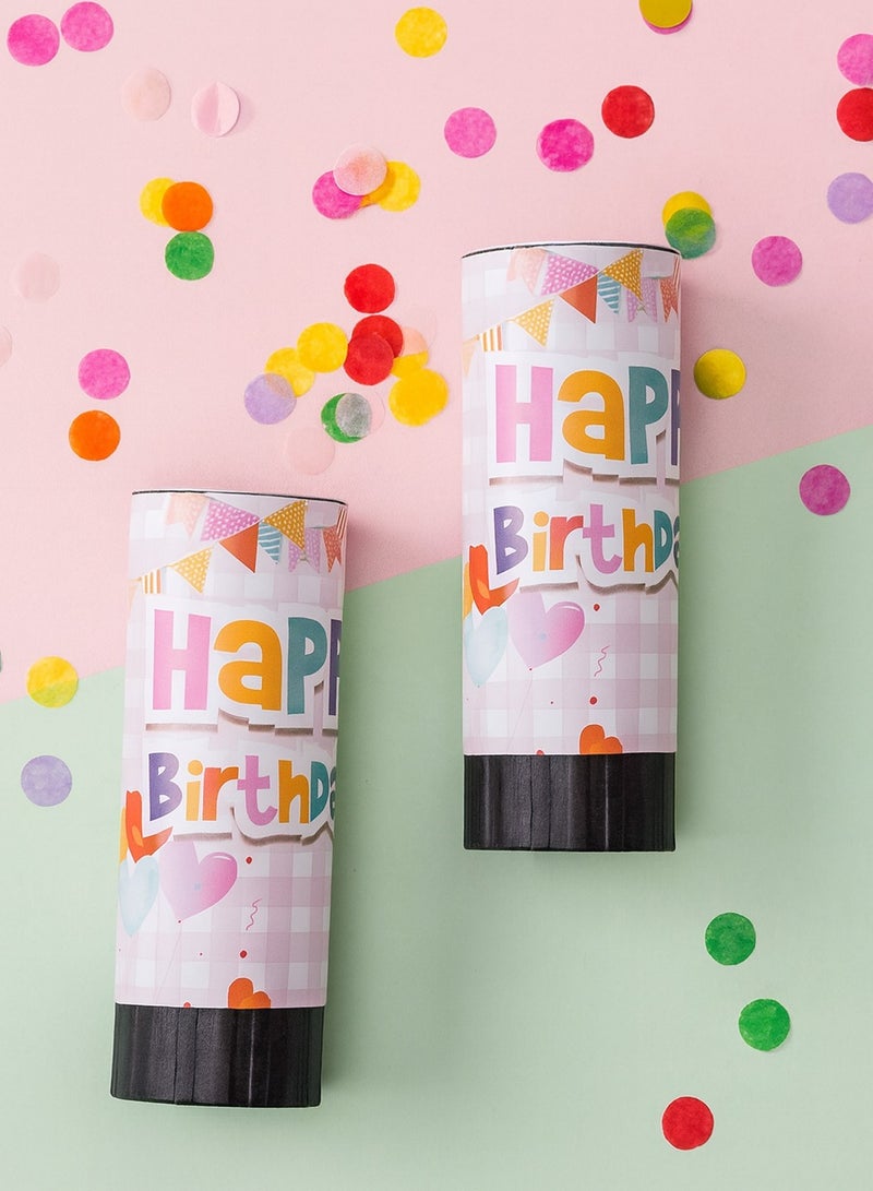 مفرقعات قصاصات ورقية ملونة 2 قطع بعبارة عيد ميلاد سعيد – زينه حفلات وأعياد الميلاد - Image 1