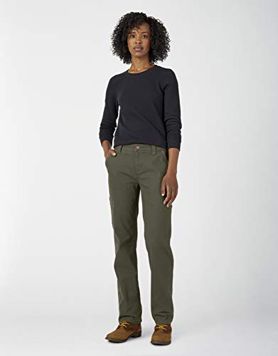 Dickies Women's Relaxed Straight Carpenter Duck Pant, Rinsed Moss Green, 12 - Image 2