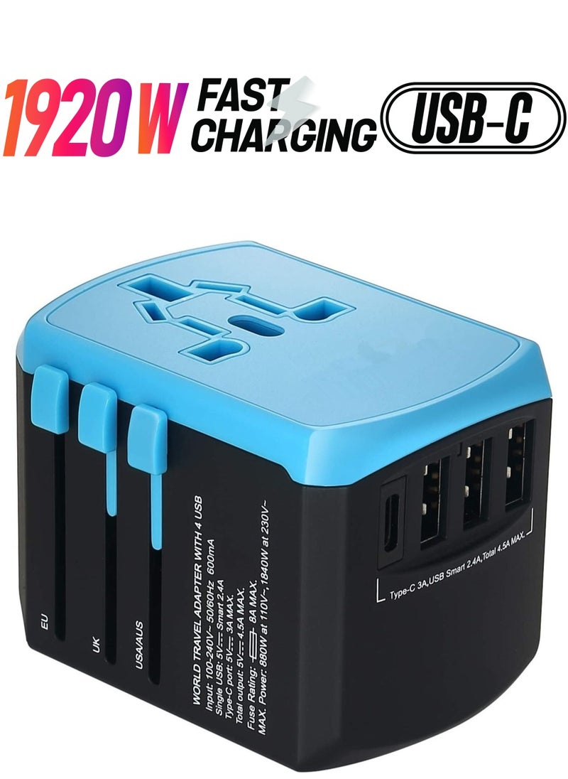 Generic All In One Universal USB Travel Power Adapter With 3 USB Port And TypeC  - Image 1