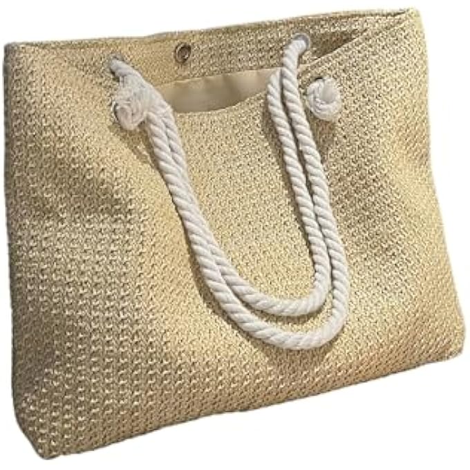 rayihni Womens Straw Tote Bag Weave Beach Bag Double Handle Travel Shoulder Bag Ideal Birthday and Festival Gift - Image 1