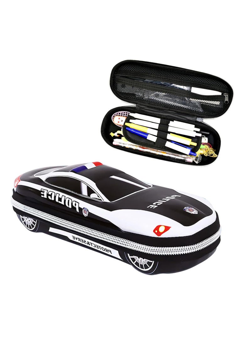 KASTWAVE - Large Capacity Police Car Pencil Case Cool Pencil Box Car Pencil bag Stationery Black Waterproof Made of EVA Material - Image 1