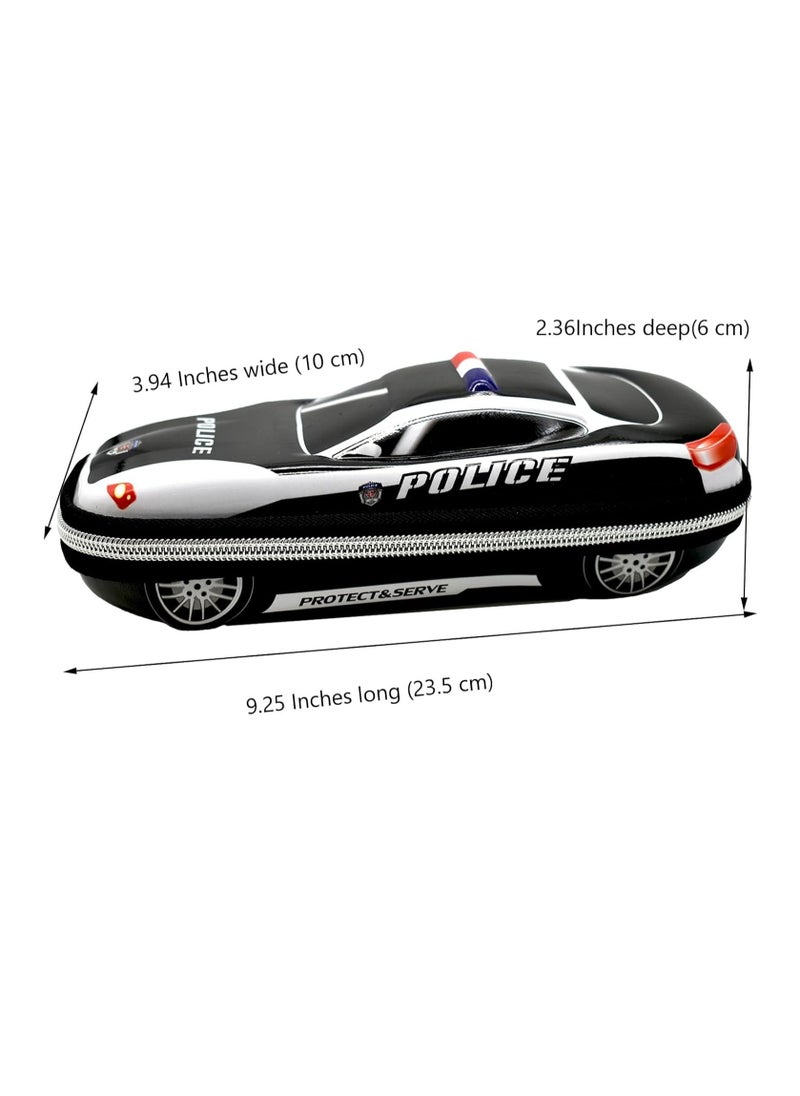 KASTWAVE - Large Capacity Police Car Pencil Case Cool Pencil Box Car Pencil bag Stationery Black Waterproof Made of EVA Material - Image 1