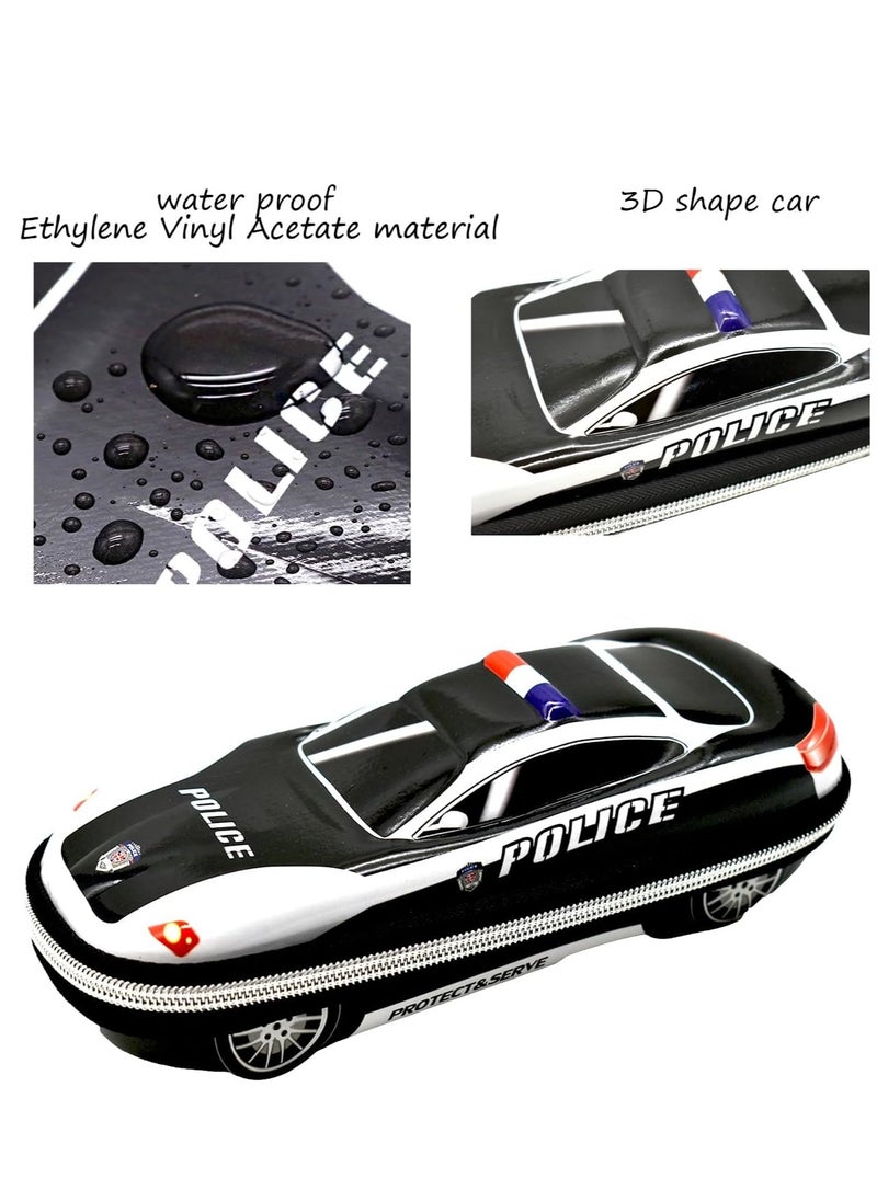 KASTWAVE - Large Capacity Police Car Pencil Case Cool Pencil Box Car Pencil bag Stationery Black Waterproof Made of EVA Material - Image 1