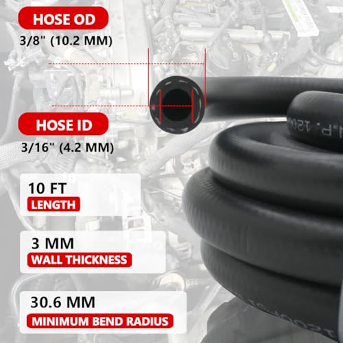 Byredio 3/16 Fuel Line Transmission Cooler Hose 5mm High Pressure Push Lock Fuel Hose 10 FT for Oil, Gas,Fuel Injection, Diesel, Hydraulic, Coolant, Power Steering - Image 2