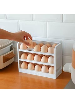 Excefore Egg Holder For Refrigerator Egg Storage Box For Fridge Egg Tray Container Plastic Egg Carton Reusable Egg Organizer For Refrigerator Door 30 Count Space Saver  - Image 4