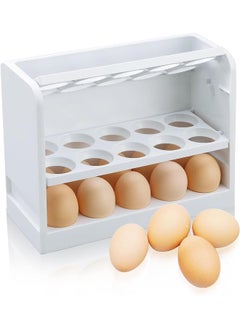 Excefore Egg Holder For Refrigerator Egg Storage Box For Fridge Egg Tray Container Plastic Egg Carton Reusable Egg Organizer For Refrigerator Door 30 Count Space Saver  - Image 1