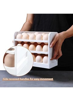 Excefore Egg Holder For Refrigerator Egg Storage Box For Fridge Egg Tray Container Plastic Egg Carton Reusable Egg Organizer For Refrigerator Door 30 Count Space Saver  - Image 2