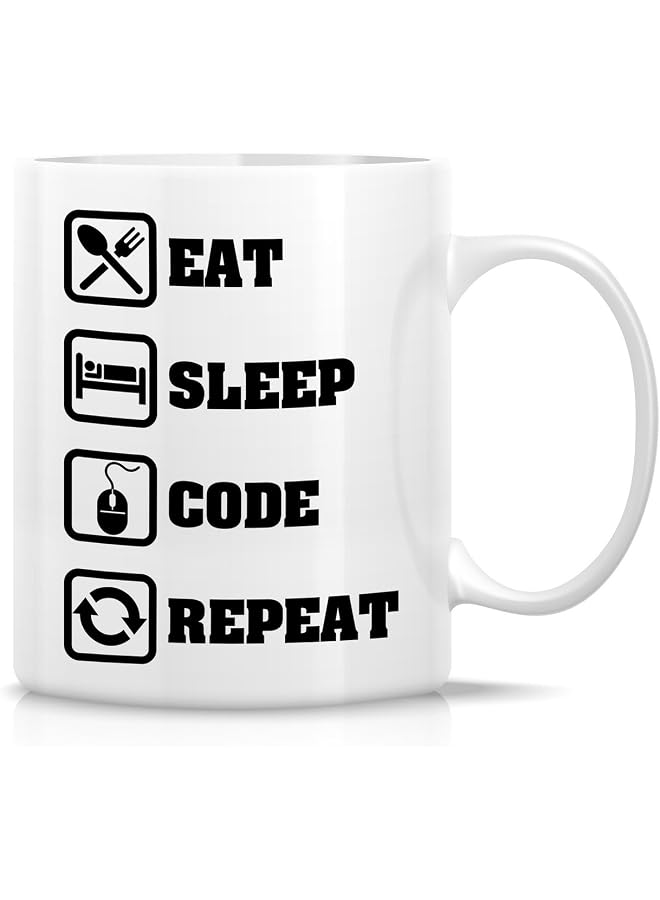 S-TOP Funny Mug - Eat Sleep Code Repeat Programmer Software Engineer 11 Oz Ceramic Coffee Mugs - Funny, Sarcasm, Sarcastic, Inspirational birthday gifts for friends, coworkers, siblings, dad, mom. - Image 1