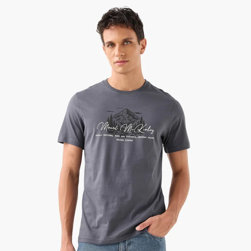 Splash FAV Men Slim Fit Crew Neck Short Sleeves Sketch Print T-shirt