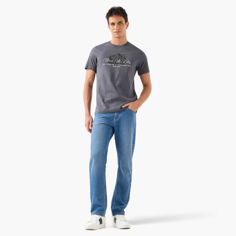 Splash FAV Men Slim Fit Crew Neck Short Sleeves Sketch Print T-shirt