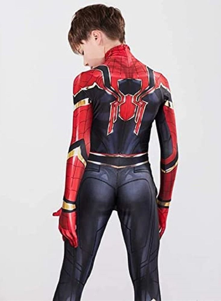 Spider-Man Costume Bodysuit, 3D Style Superhero Cosplay Jumpsuit, Spandex Jumpsuit with Printed Design, Spiderman Cosplay Costumes for Kids  - Image 3
