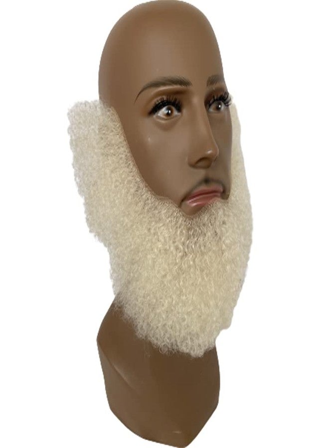 Voloria Human Hair Afro Curl Face Beard Mustache for American Black Men Realistic Makeup Lace Base Replace System 12 * 3Inch (White Color) - Image 4