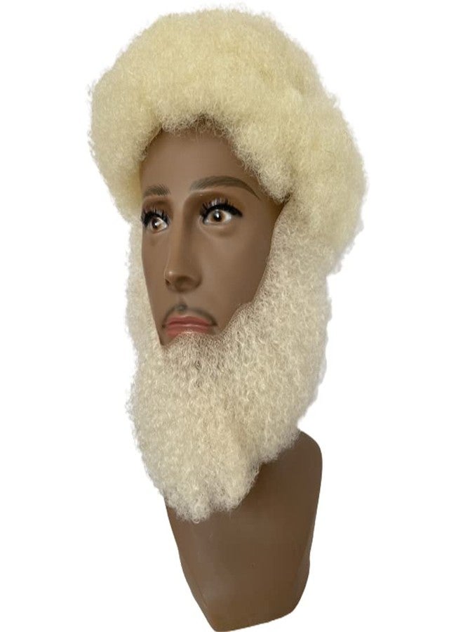 Voloria Human Hair Afro Curl Face Beard Mustache for American Black Men Realistic Makeup Lace Base Replace System 12 * 3Inch (White Color) - Image 5