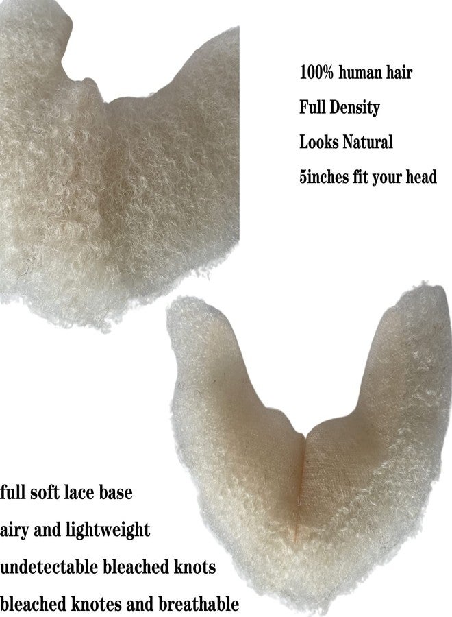 Voloria Human Hair Afro Curl Face Beard Mustache for American Black Men Realistic Makeup Lace Base Replace System 12 * 3Inch (White Color) - Image 2