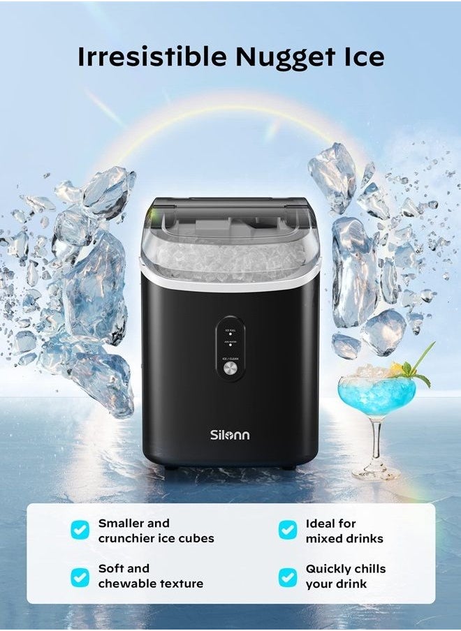 Silonn Nugget Ice Maker Countertop - 33lbs/24H, Silonn Pebble Ice Maker Machine with Self-Cleaning Function, Ice Makers for Home Kitchen Office  - Image 2