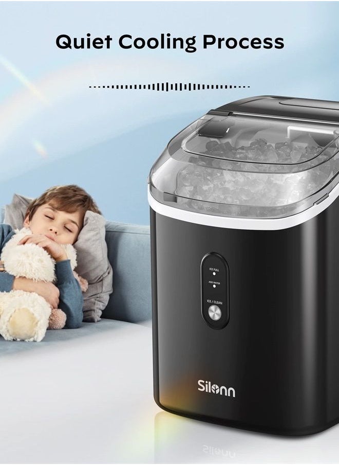 Silonn Nugget Ice Maker Countertop - 33lbs/24H, Silonn Pebble Ice Maker Machine with Self-Cleaning Function, Ice Makers for Home Kitchen Office  - Image 5