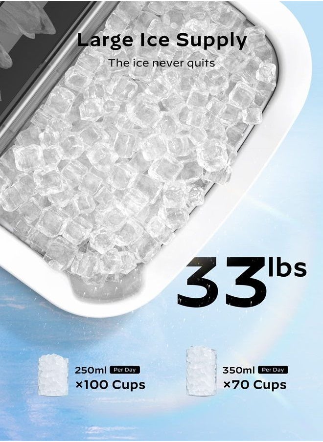 Silonn Nugget Ice Maker Countertop - 33lbs/24H, Silonn Pebble Ice Maker Machine with Self-Cleaning Function, Ice Makers for Home Kitchen Office  - Image 4