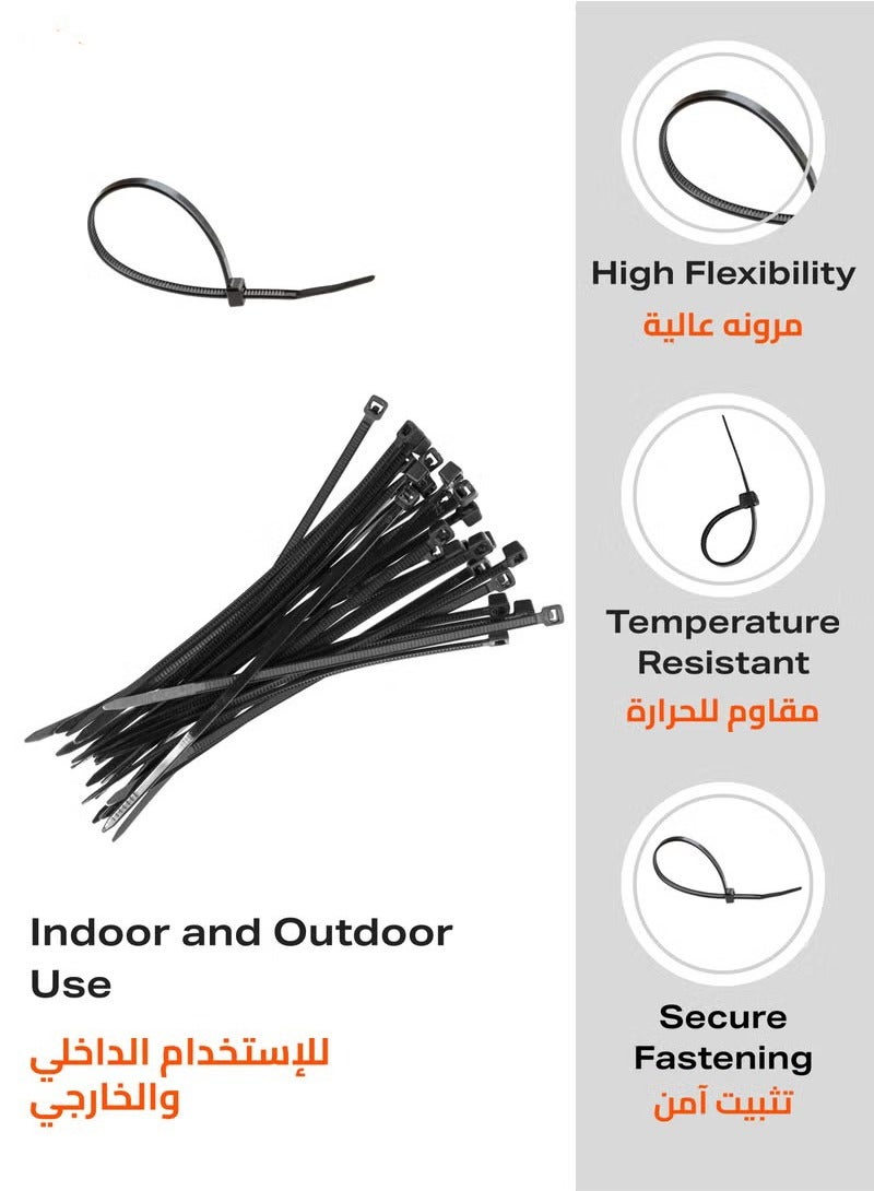 HOMESTAR Cable Tie 100 Piece, Black - Zip Ties with Self-Locking, UV & Heat Resistance, Nylon Material Ideal for Electrical, Construction, Garden, and Management - Image 2