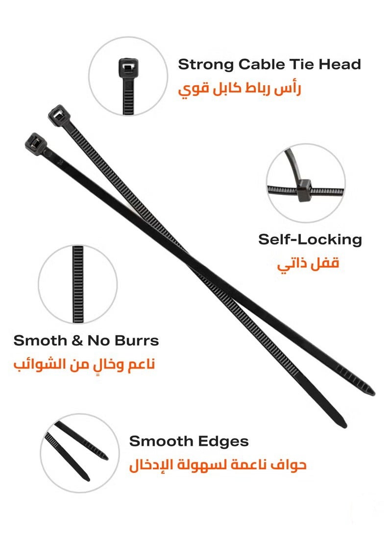 HOMESTAR Cable Tie 100 Piece, Black - Zip Ties with Self-Locking, UV & Heat Resistance, Nylon Material Ideal for Electrical, Construction, Garden, and Management - Image 3