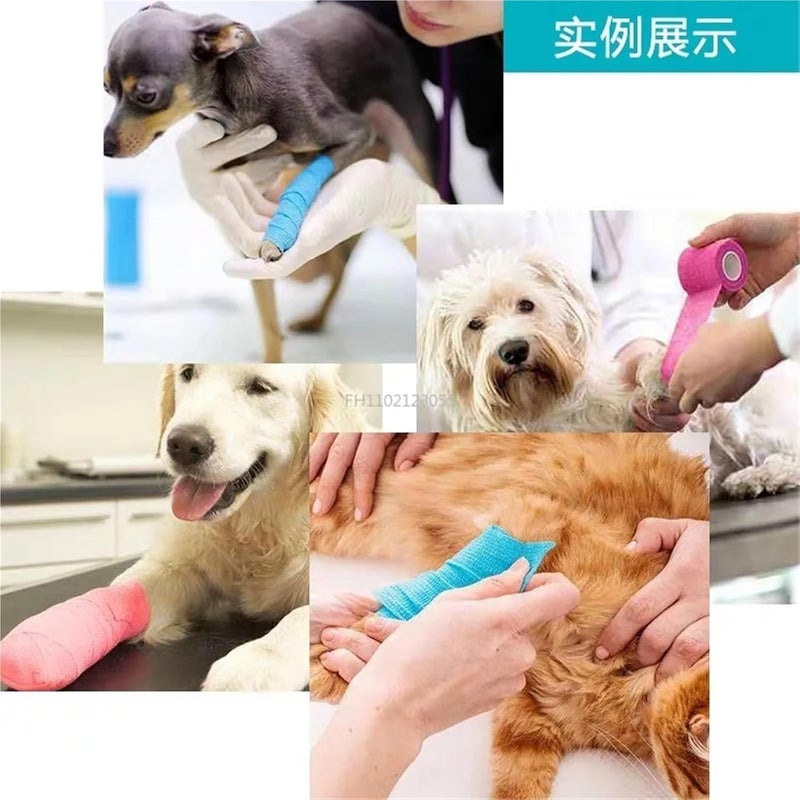 3pcs Self-Adhesive Elastic Bandage for Pets - Nonwoven Bandage Cover Protector for Outdoor Activities(Green) - Image 2