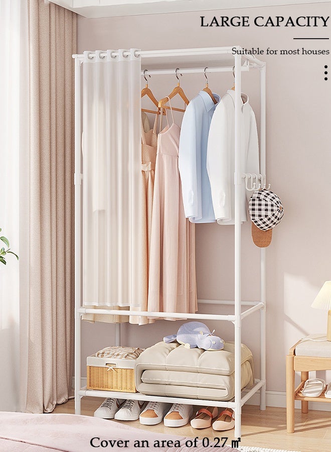 DUNISO Portable Fabric Wardrobe, Non Woven Fabric Cloth Cabinet with 4 Hooks and Curtain, Large Capacity Closet, Storage Organizer for Clothes Shoes Bedroom Living room - Image 3