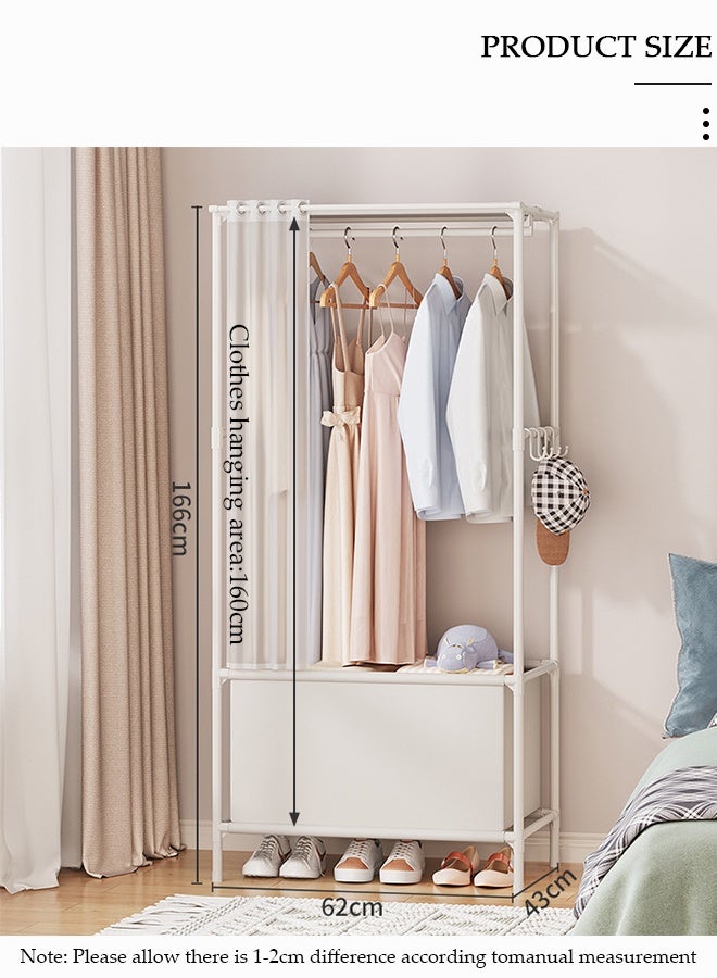 DUNISO Portable Fabric Wardrobe, Non Woven Fabric Cloth Cabinet with 4 Hooks and Curtain, Large Capacity Closet, Storage Organizer for Clothes Shoes Bedroom Living room - Image 4