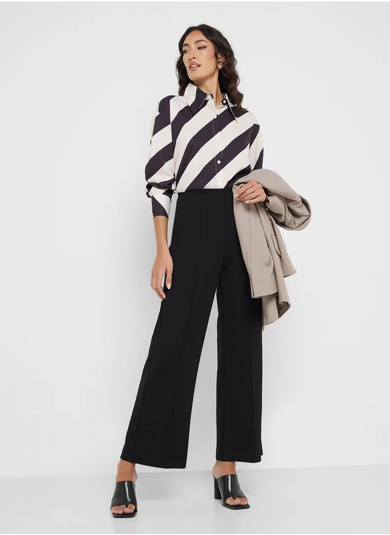 Ginger Monochrome Stripe Button Down Oversize Shirt