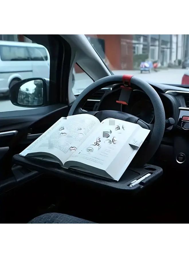 Grey Car Steering Wheel Table Holder Tray With Non Slip Surface For Driving Comfort - Image 5