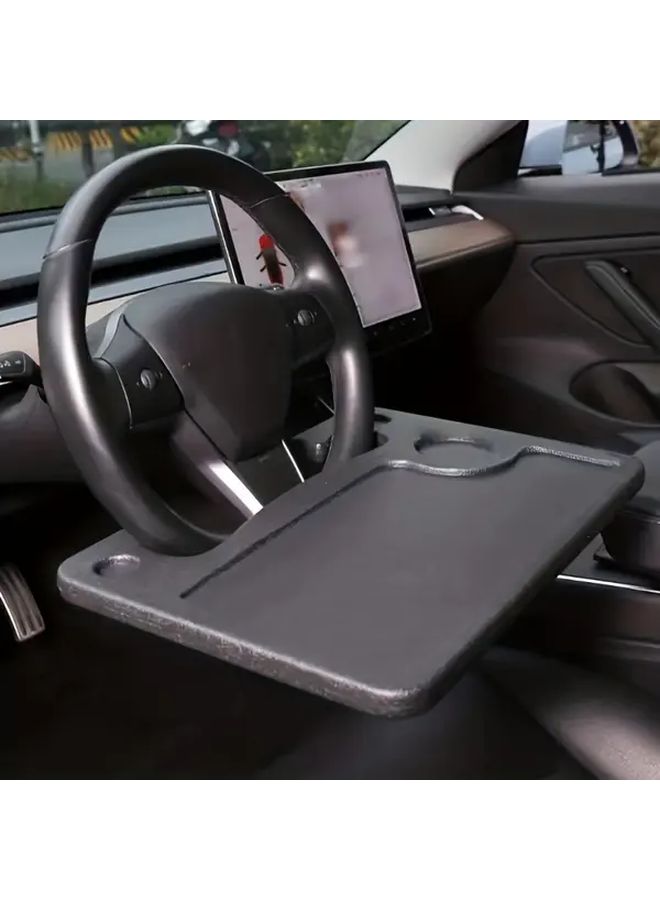 Grey Car Steering Wheel Table Holder Tray With Non Slip Surface For Driving Comfort - Image 1