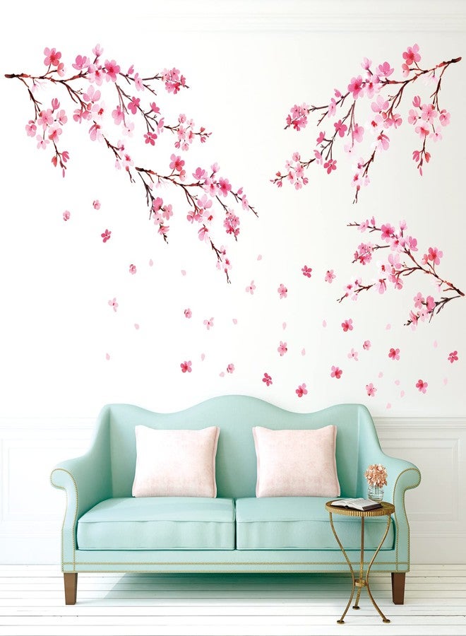 DECOWALL DS12-2003P1903 Watercolor Cherry Blossoms Kids Wall Stickers Wall Decals Peel and Stick Removable Wall Stickers for Kids Nursery Bedroom Living Room d?cor - Image 2
