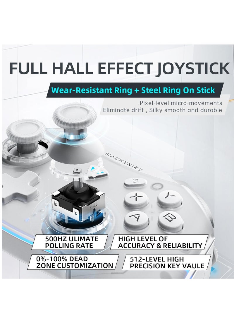 Machenike G5 Pro Switch Controller, USB/Bluetooth 5.0/2.4G, with Programmable ons, Joystick, Hall Trigger, Kaihua Micro Switch, Switch Remote Gamepad for PC, NS, iOS, Android, TV Box (White)