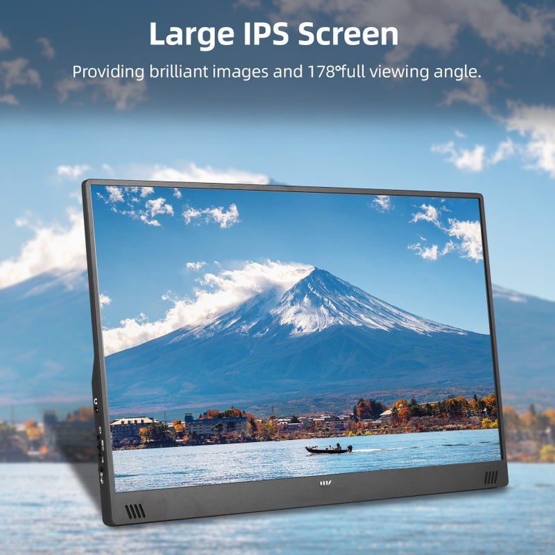 شاشة عرض محمولة بقطر 15.6 بوصة بدقة 1080P بدقة كاملة HD شاشة IPS - تصميم رفيع جدًا وخفيف الوزن، وضع عرض متعدد للأجهزة المحمولة والحواسيب والمنصات اللعبية والهواتف الذكية - Image 4