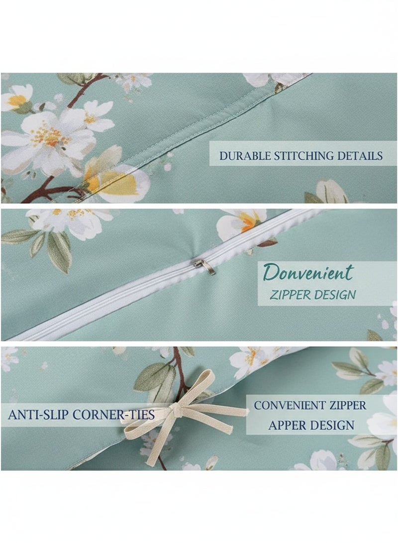 LEXIN 4-Piece Queen Size Bedding Duvet Cover Set 200x230cm Floral Design Soft Cotton For Bedroom (Does Not Include Insert) - Image 5