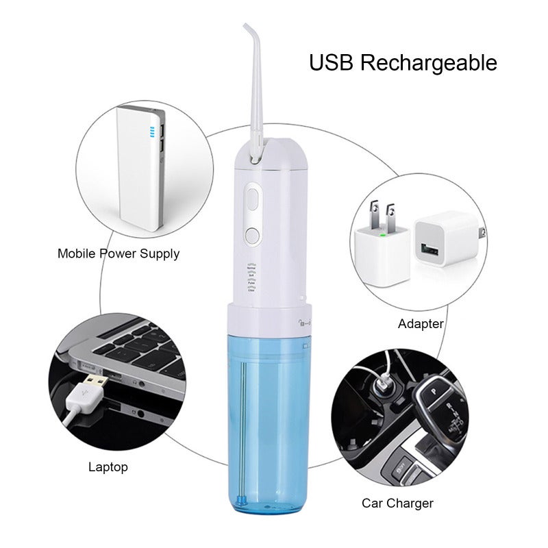 Water Flosser: Light Grey, 200ml Tank, IPX7 Waterproof - USB Rechargeable, 60-Minute Runtime, 4 Modes, 5 Nozzles Portable Dental Tool for Home, Office and Travel - Image 3