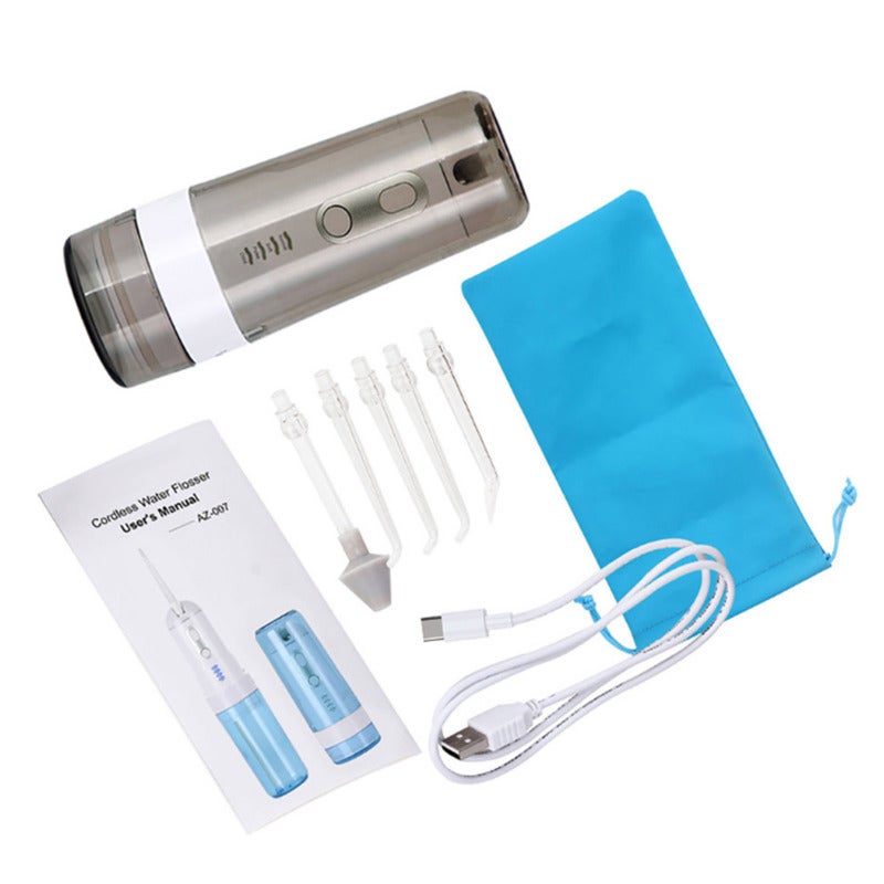 Water Flosser: Light Grey, 200ml Tank, IPX7 Waterproof - USB Rechargeable, 60-Minute Runtime, 4 Modes, 5 Nozzles Portable Dental Tool for Home, Office and Travel - Image 1