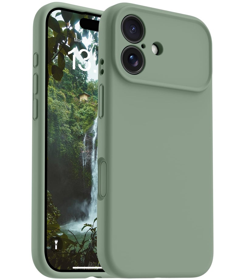 OTOFLY Magnetic for iPhone 17 Case,Compatible with Magsafe,Classic Liquid Silicone Mobile Phone Case,Integrated Camera Control Button,Anti-Scratch Microfiber Lining, Calke Green - Image 1