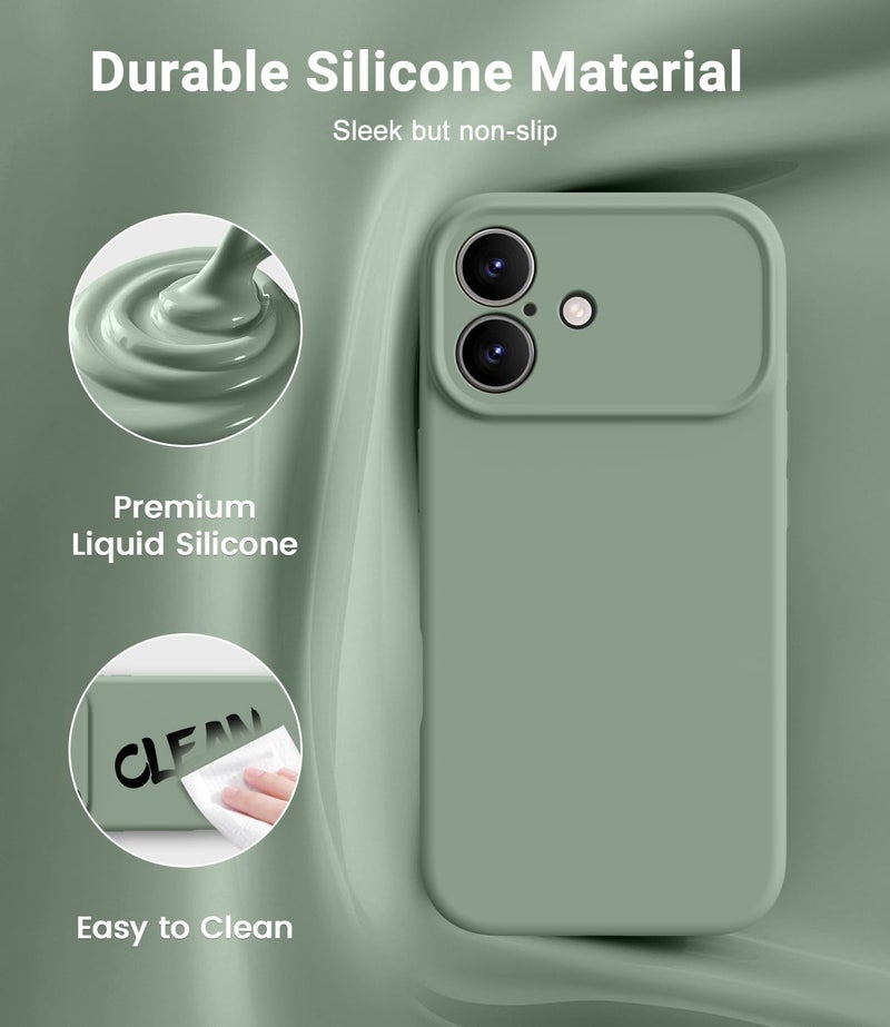 OTOFLY Magnetic for iPhone 17 Case,Compatible with Magsafe,Classic Liquid Silicone Mobile Phone Case,Integrated Camera Control Button,Anti-Scratch Microfiber Lining, Calke Green - Image 3