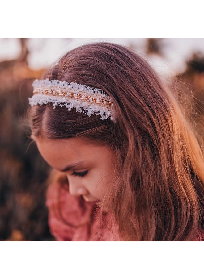 FROG SAC 2 Beaded Headbands For Girls, Pink Pearl Bead Hair Bands For Kids, Cute Fashion Girl Headband Hair Accessories, Confetti Hairbands For Children, Easter Basket Fillers Stocking Stuffers  - Image 2
