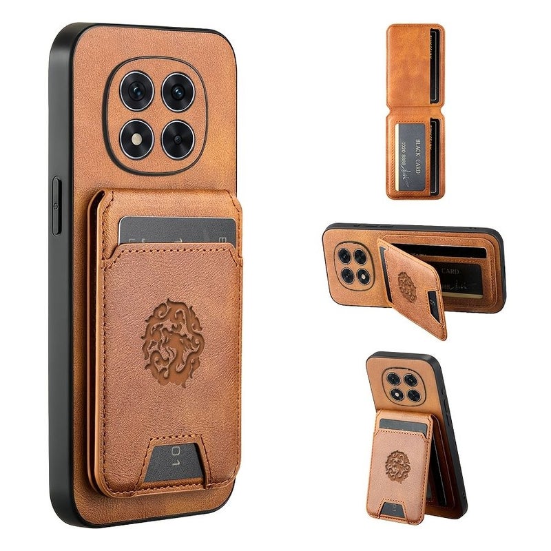 حافظة هاتف "Red Note 15 5G" حمراء بتصميم المحفظة وحامل الهاتف من الجلد الصناعي حاملة البطاقات - Image 1