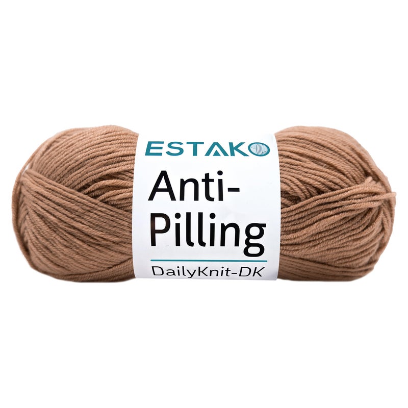 Estako DailyKnit-DK - 100% Anti-Pilling Acrylic Yarn - Soft DK Light Weight #3 - (3.52 oz / 273 Yds) - for Knitting & Crocheting (80073 - Milky Brown) - Image 1