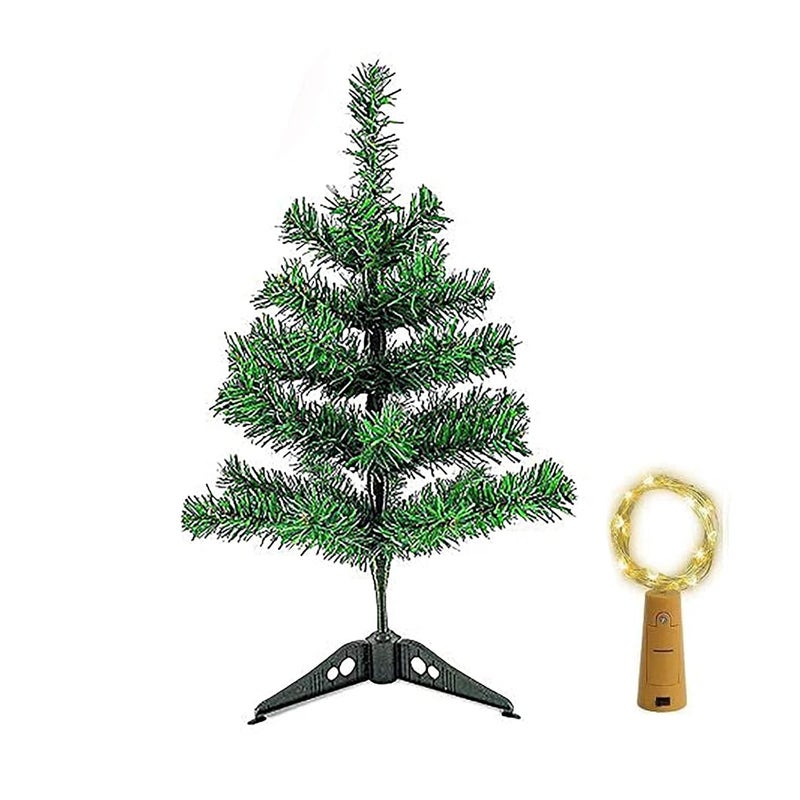 Ascension Ascension Mini Artificial Christmas Tree Trees 1Feet Christmas DIY Decoration Decor Home Table Top Decoration with 1 Bottle Light Cork Mini Copper Wire Warm White Light  - Image 1